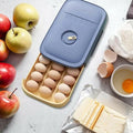 Plastic Egg Storage Box with Lid, Blue, Holds 18 Eggs, Eco-Friendly, Space-Saving, Breathable Design for Fresh Eggs, Pack of 1.