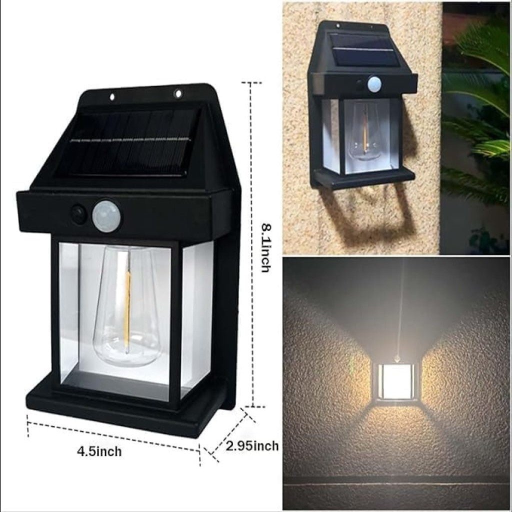 Solar Wall Lights Outdoor Motion Sensor LED Sconce, Auto Charge, Waterproof ABS, Warm Yellow Glow for Front Porch, Patio, Garden, Durable Exterior Lighting.