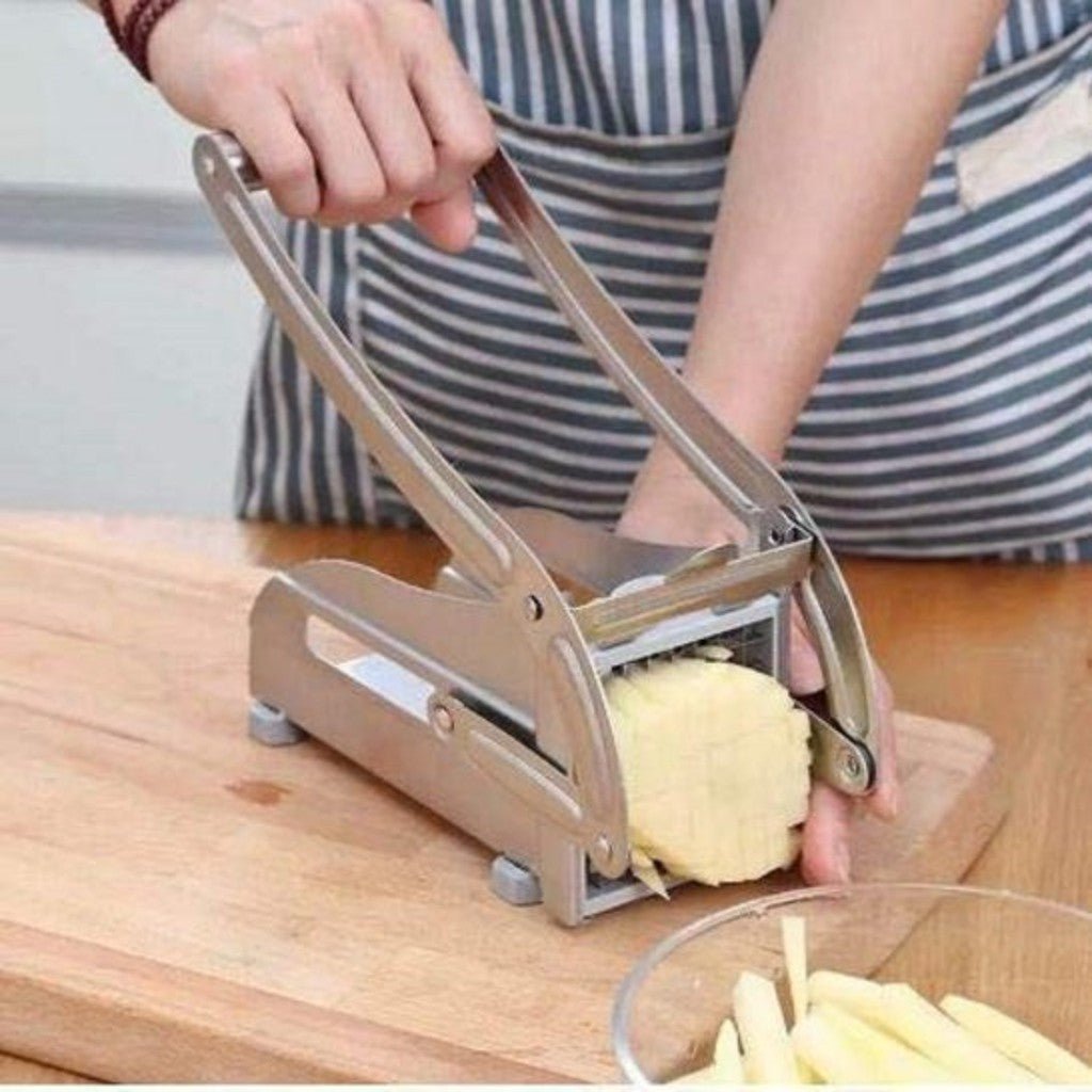 Stainless Steel Chip Cutter - SS Potato Chipper with Ergonomic Handle, Versatile Vegetable Slicer for Home Kitchen.