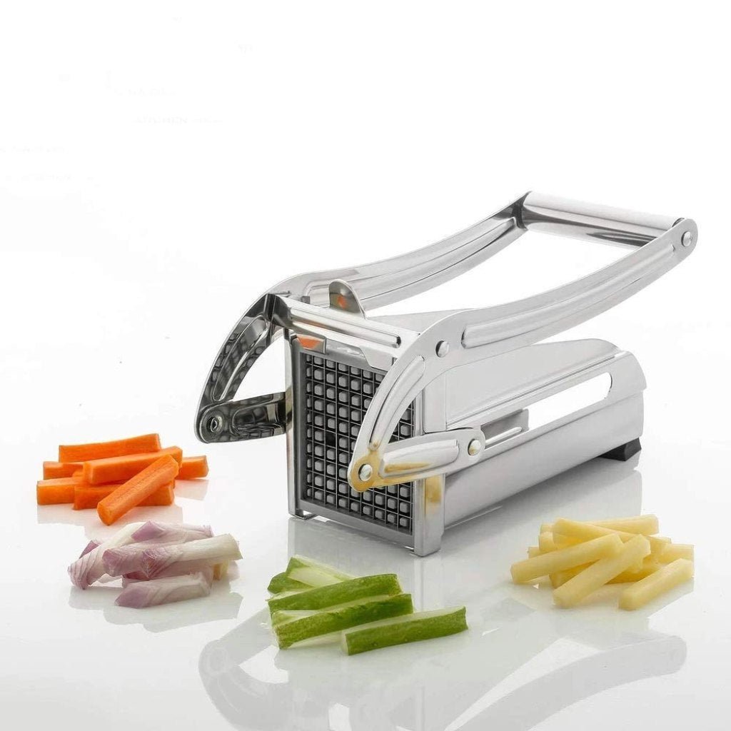 Stainless Steel Chip Cutter - SS Potato Chipper with Ergonomic Handle, Versatile Vegetable Slicer for Home Kitchen.